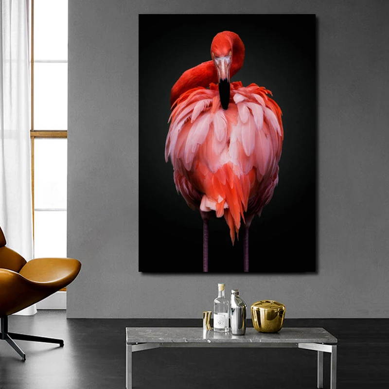 Šiaurės Gyvūnų Pink Flamingo Drobės Tapybos Šiuolaikinės Plakatai Ir Spausdina Sienos Menas Nuotraukas Kambarį Vidaus Namo Apdaila 2