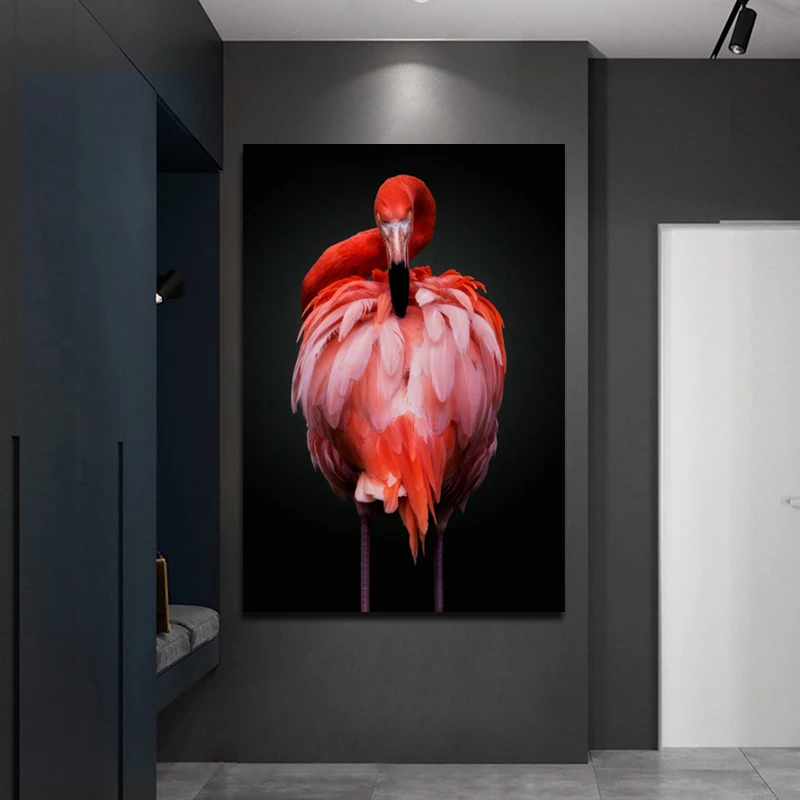 Šiaurės Gyvūnų Pink Flamingo Drobės Tapybos Šiuolaikinės Plakatai Ir Spausdina Sienos Menas Nuotraukas Kambarį Vidaus Namo Apdaila 3