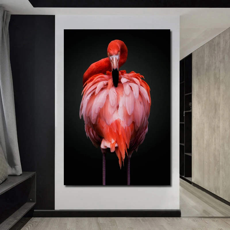 Šiaurės Gyvūnų Pink Flamingo Drobės Tapybos Šiuolaikinės Plakatai Ir Spausdina Sienos Menas Nuotraukas Kambarį Vidaus Namo Apdaila 4