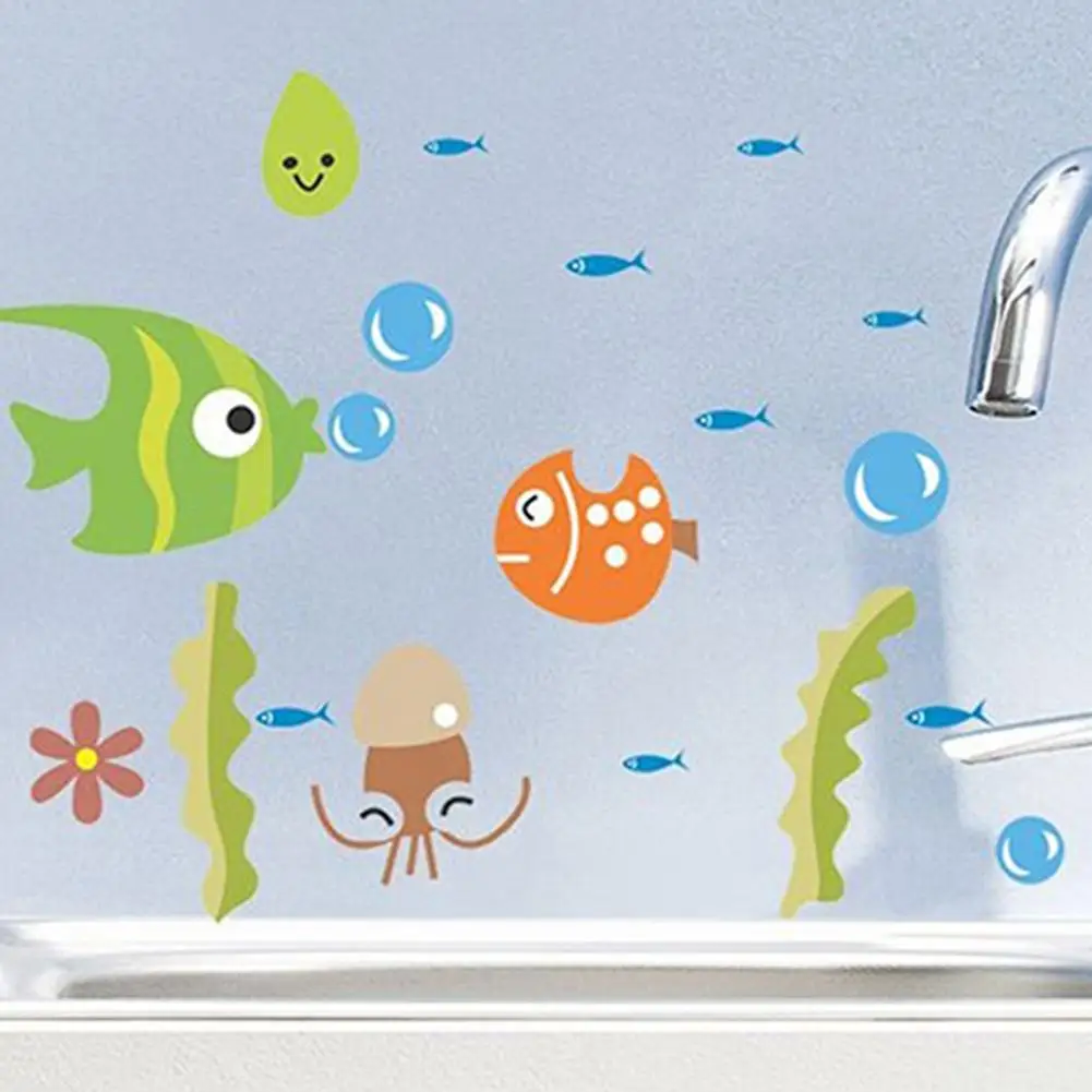 Praktiškas Vonios Kambarys Animacinių Filmų Žuvų Tapetai Kūdikių, Vaikų Kambarys Decal Meno Siena Lipdukas Fone Namo Kambaryje Apdailos Reikmenys 4