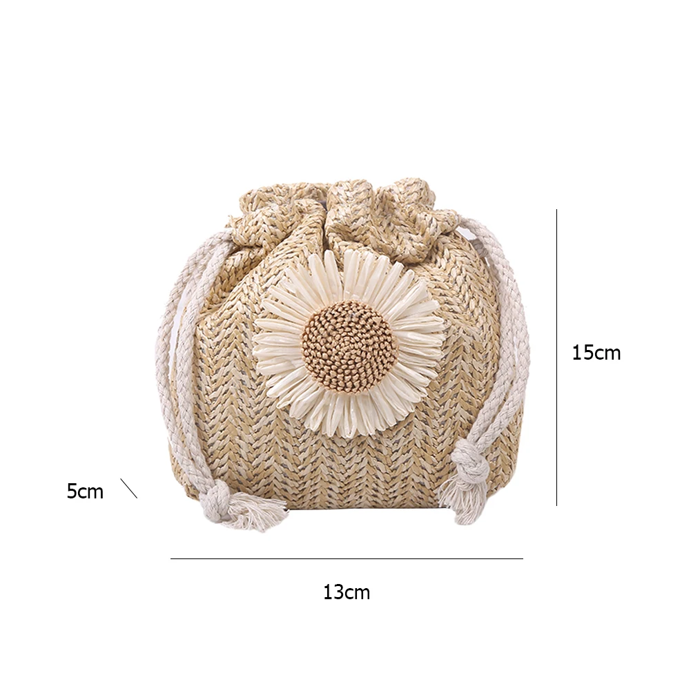 Moterų Paplūdimio Šiaudų Krepšiai Klasikinis Tekstūros Kūrybinės Dizaino Prabangus Gėlių Raišteliu Austi Kibirą Crossbody Peties Dėklas 2