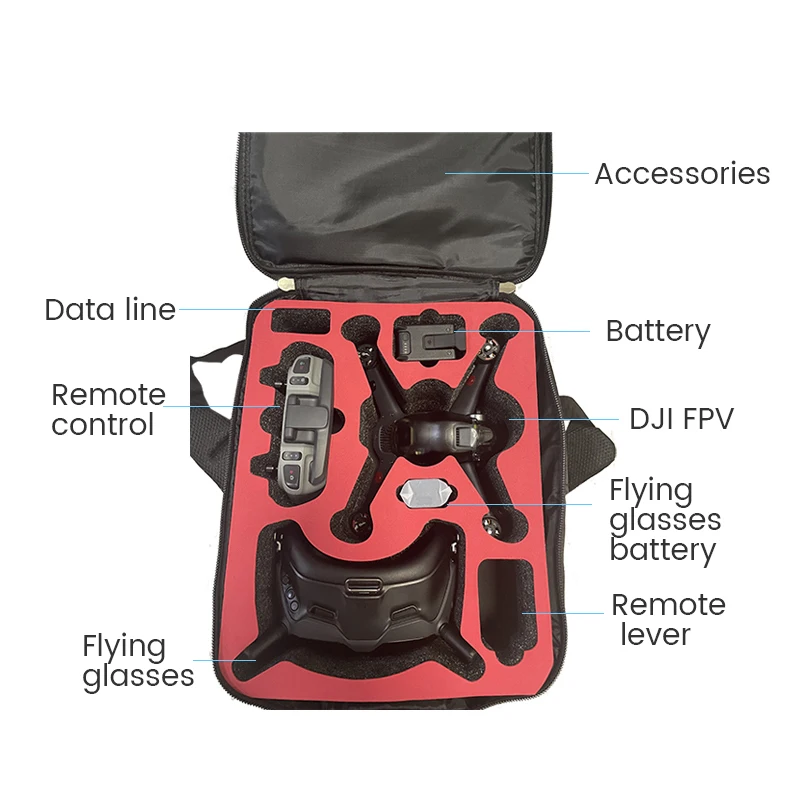 FPV Drone Kuprinė, DJI FPV Combo Lenktynių Patirtį Plaukioja Akinius Saugojimo Nešiojamų Crossbody Maišelį FPV Drone Accesories 4