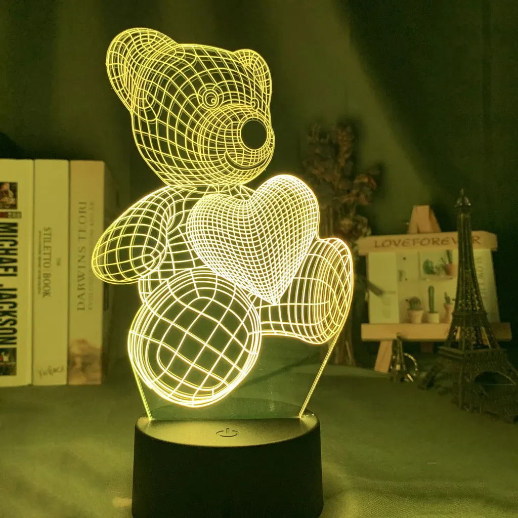 3D Iliuzija Kūdikis Naktį Šviesos ant Širdies Led Jutikliniu Jungikliu Spalvingą Atmosferą Namų Puošybai Šviesos Stalo Lempa Lovos 4