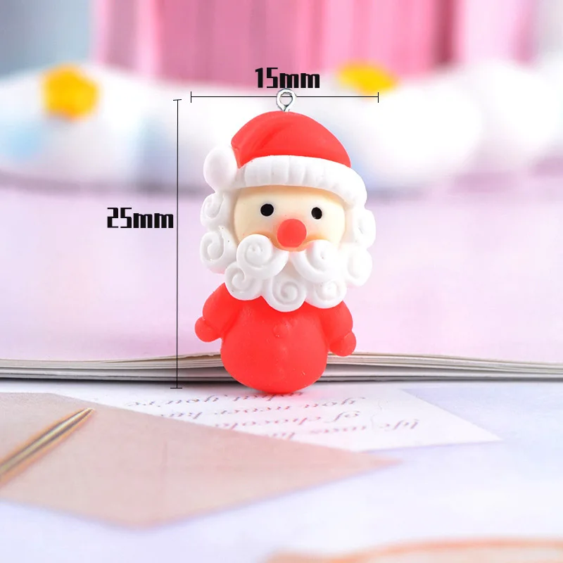 20Pcs Santa Claus Sniego Bell Kalėdinė Dekoracija Dervos Pakabukai Karolius, Papuošalai Priėmimo Priedai Flatback Cabochon 3