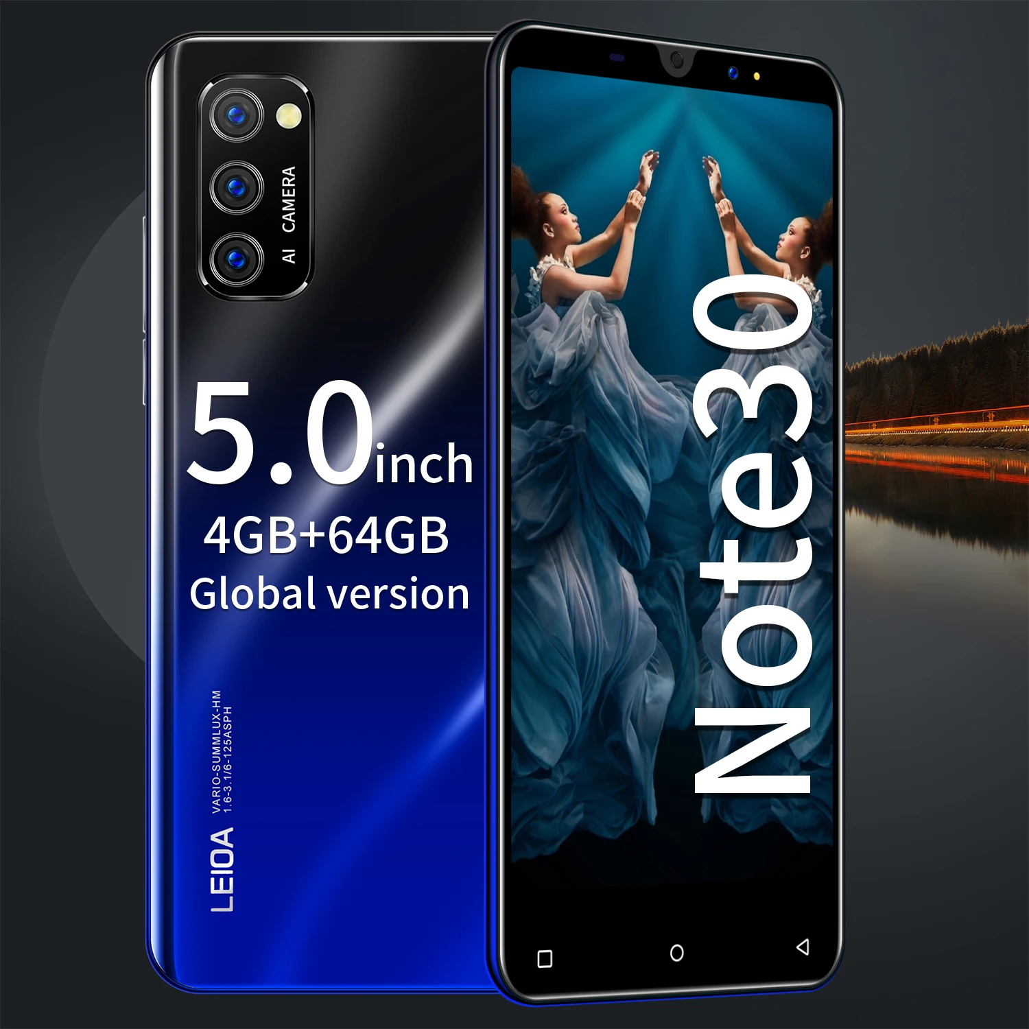 Pasaulinė Versija Gala Note30 Face ID Atrakinti Išmaniųjų Telefonų 5.0 Colių 8 Core 4G Tinklo 
