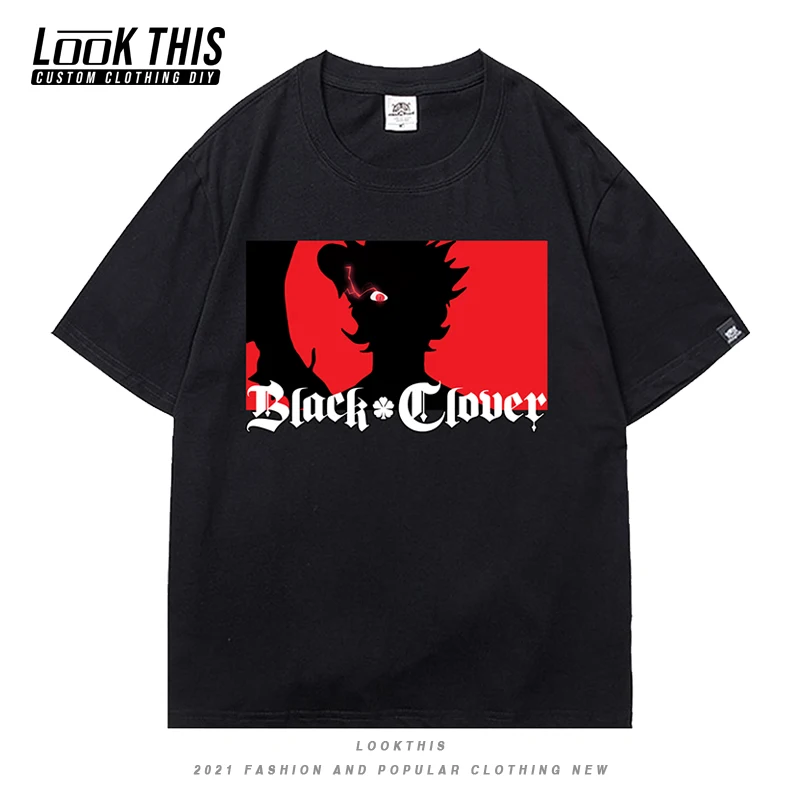 Gotikos Anime Black Dobilų Harajuku Gatvėje 2021 Summrt Vyrų Prarasti Minkštas marškinėliai Negabaritinių T-shirt mens Laiškas Spausdinti Viršūnes & Tees 3