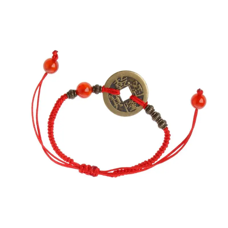 Feng Shui I Ching Senovės Monetų Kabala Raudonos String Pritraukti Laimę, Turtus Apyrankės LX9E 3