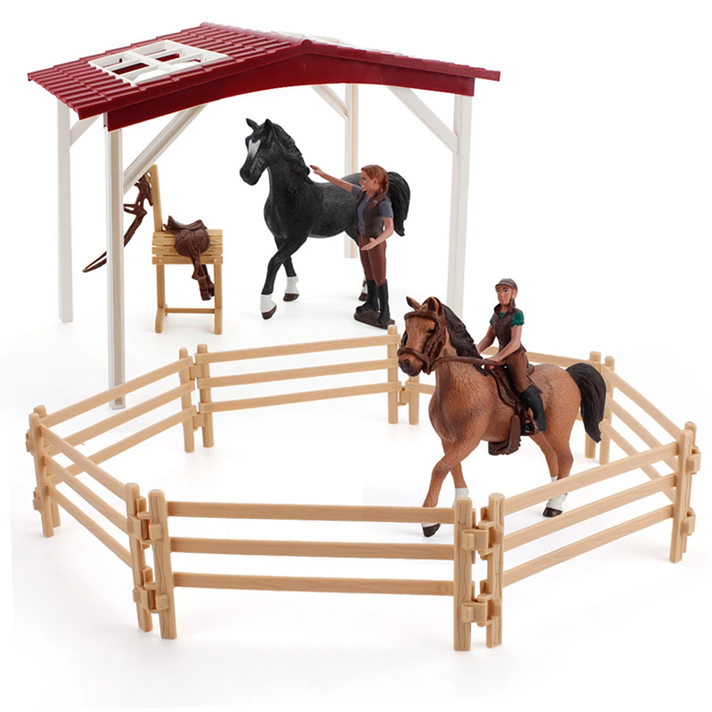 Arklių Pav Nustatyti Modeliavimo Ūkyje Scena Arklių Mesti Modelis Žaislai Vaikams, Žirgų Playset Vyrų Skulptūros Modelį Dovana Vaikams 1