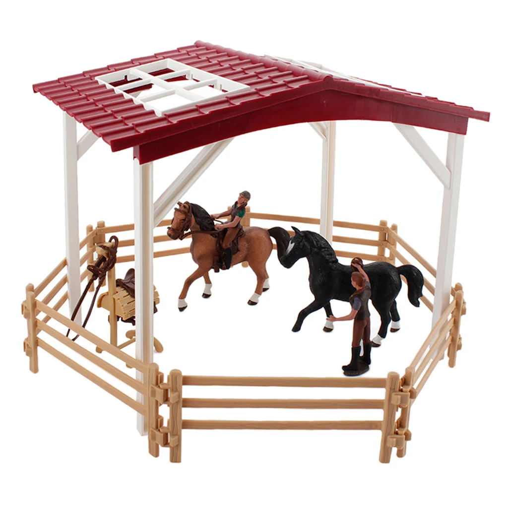 Arklių Pav Nustatyti Modeliavimo Ūkyje Scena Arklių Mesti Modelis Žaislai Vaikams, Žirgų Playset Vyrų Skulptūros Modelį Dovana Vaikams 2