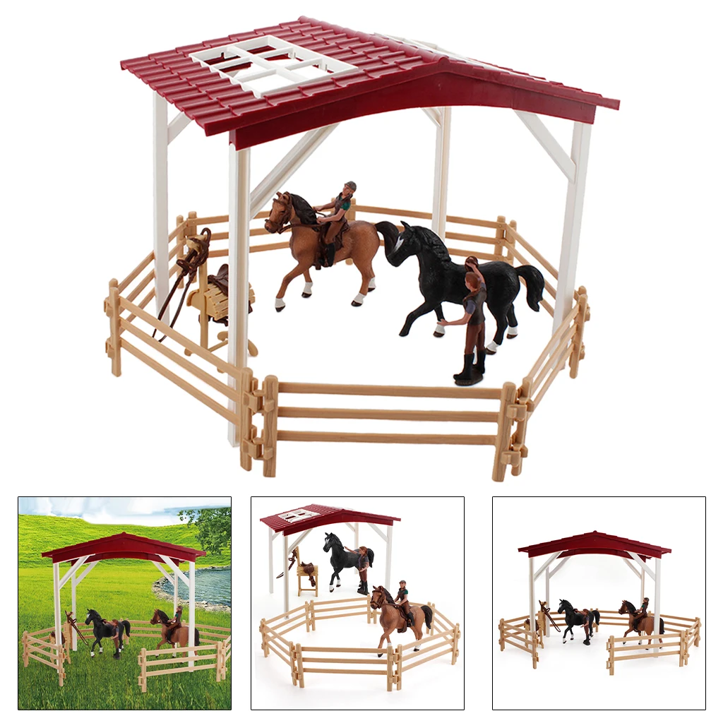 Arklių Pav Nustatyti Modeliavimo Ūkyje Scena Arklių Mesti Modelis Žaislai Vaikams, Žirgų Playset Vyrų Skulptūros Modelį Dovana Vaikams 3
