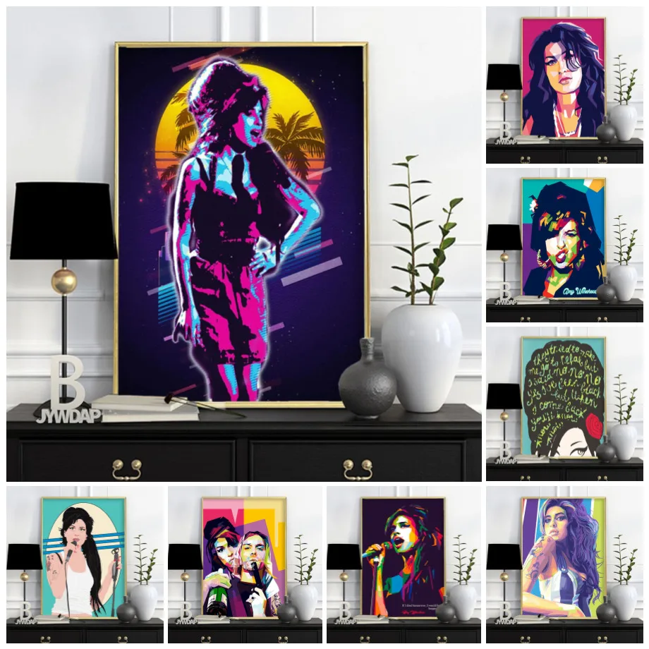Plakatai ir Spausdina Amy Winehouse Muzikos Dainininkė Žvaigždė Sexy Drobės Tapybos Sienos Menas Nuotraukas, Miegamojo Kambarį, Namų Dekoro 4