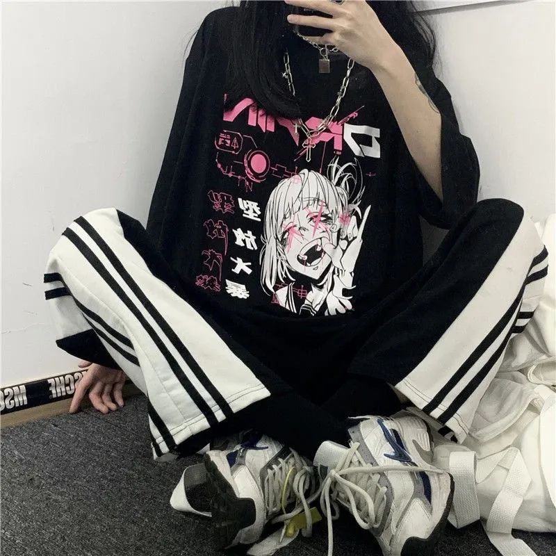 NiceMix derliaus anime ir animacinių filmų marškinėliai moterims drabužių gotikos marškinėlius streetwear spausdinti prarasti viršūnes korėjos vasaros black t-shirt 1