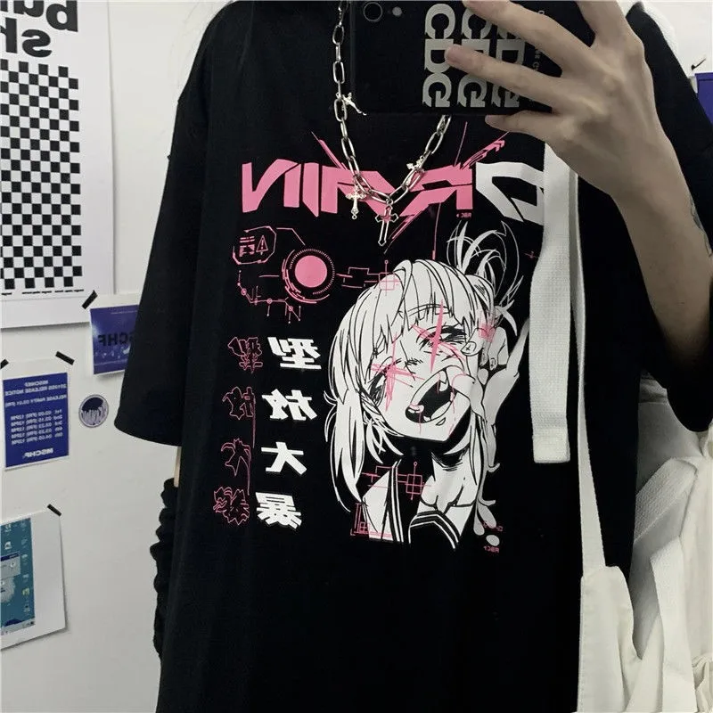 NiceMix derliaus anime ir animacinių filmų marškinėliai moterims drabužių gotikos marškinėlius streetwear spausdinti prarasti viršūnes korėjos vasaros black t-shirt 4