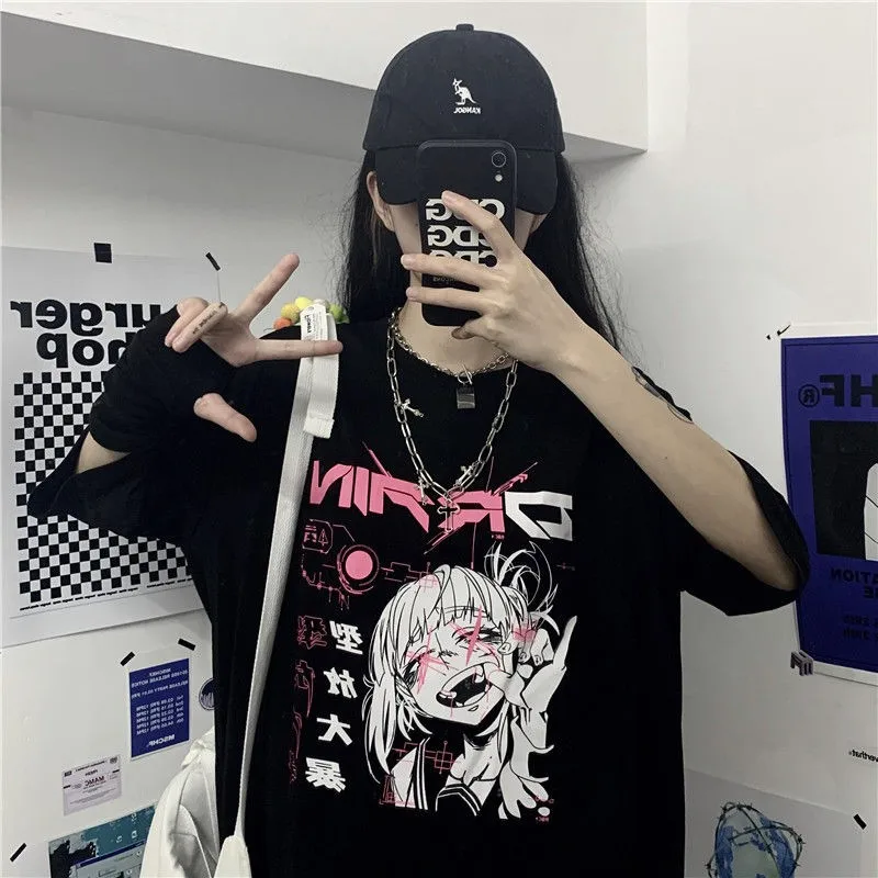 NiceMix derliaus anime ir animacinių filmų marškinėliai moterims drabužių gotikos marškinėlius streetwear spausdinti prarasti viršūnes korėjos vasaros black t-shirt 5
