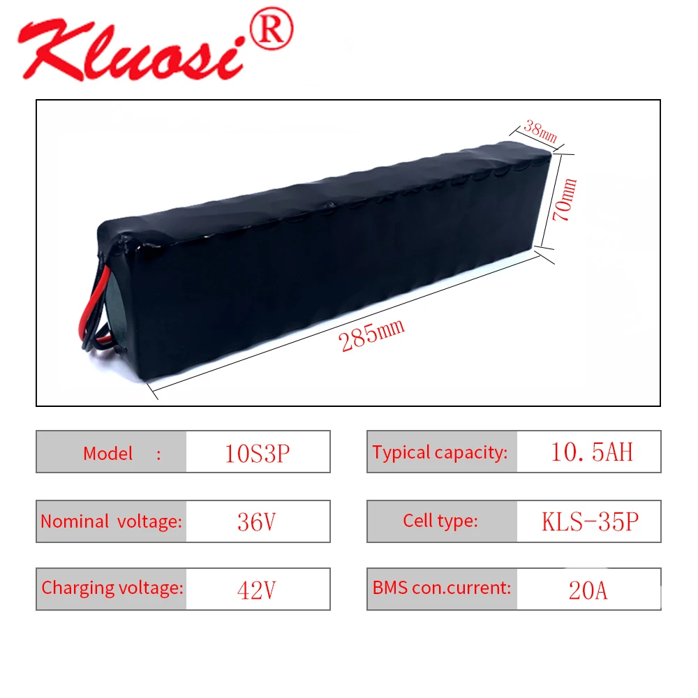 KLUOSI 10S3P 36V 10.5 Ah 36V 10Ah Akumuliatorius 42V Ličio Baterija už Xiaomi Mijia M365 Pro Ebike Dviratis Paspirtukas su 20A BMS 0