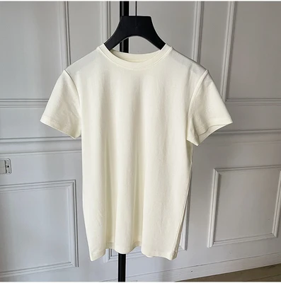 HAN trumparankoviai marškinėliai moterims vasaros naują stilių paprasta ir išplėstinė prasme pagrindinių kelių spalvų apvalios kaklo grynos medvilnės 2