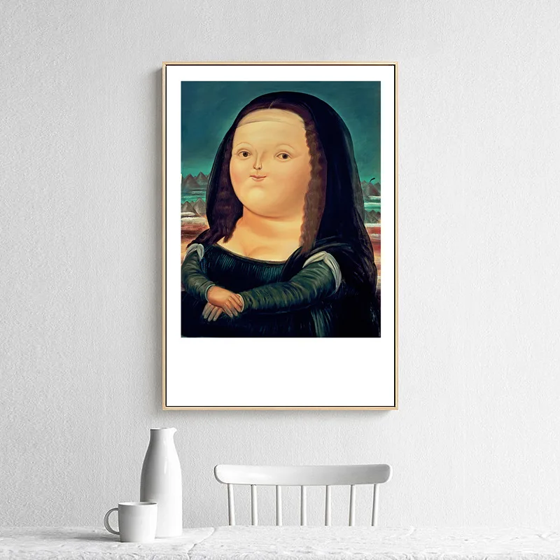 Modernus Minimalistinis Art Deco Drobė, Tapyba, Plakatas Įdomus Q Versija Mona Lisa Portretas Frameless 1