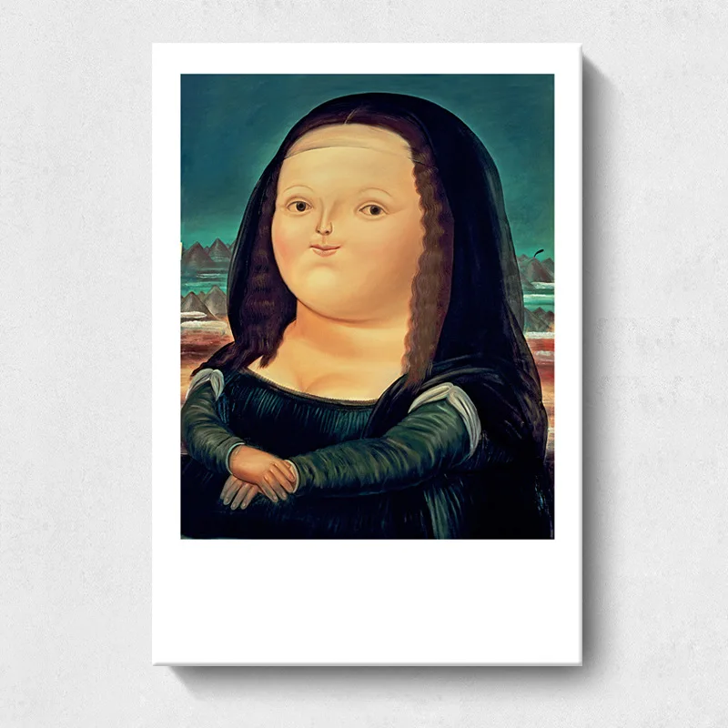 Modernus Minimalistinis Art Deco Drobė, Tapyba, Plakatas Įdomus Q Versija Mona Lisa Portretas Frameless 2