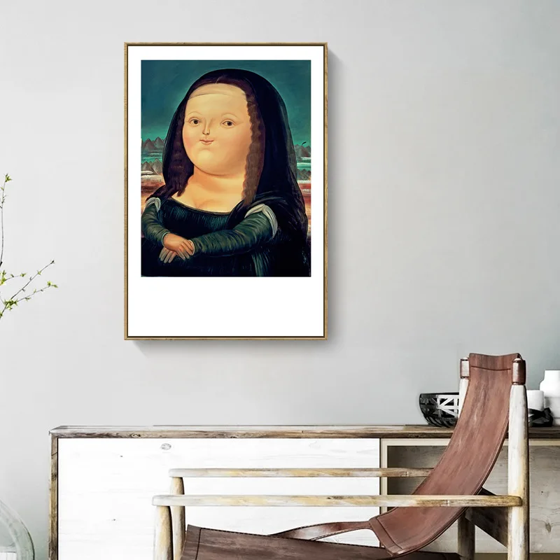 Modernus Minimalistinis Art Deco Drobė, Tapyba, Plakatas Įdomus Q Versija Mona Lisa Portretas Frameless 3