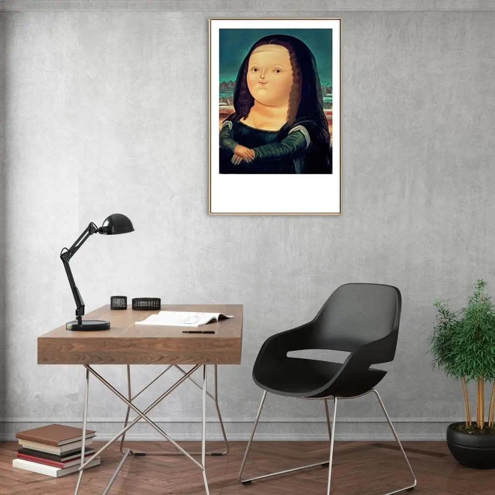 Modernus Minimalistinis Art Deco Drobė, Tapyba, Plakatas Įdomus Q Versija Mona Lisa Portretas Frameless 4