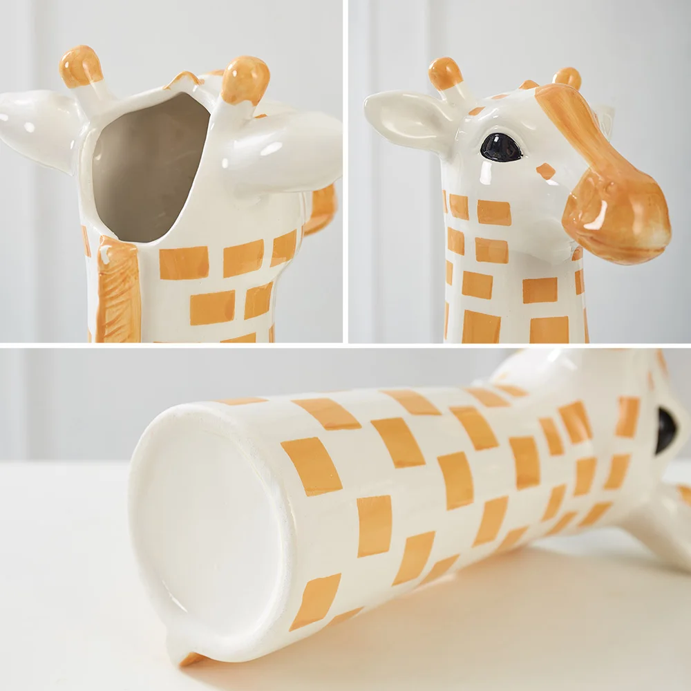 Kūrybos Žirafa Keramikos Vazonas Gyvūnų Skulptūrų Namų Vaza Šiuolaikinio Namų Dekoro Gyvenimo Kambario, Miegamasis Darbalaukio Dekoro Dovanos 3