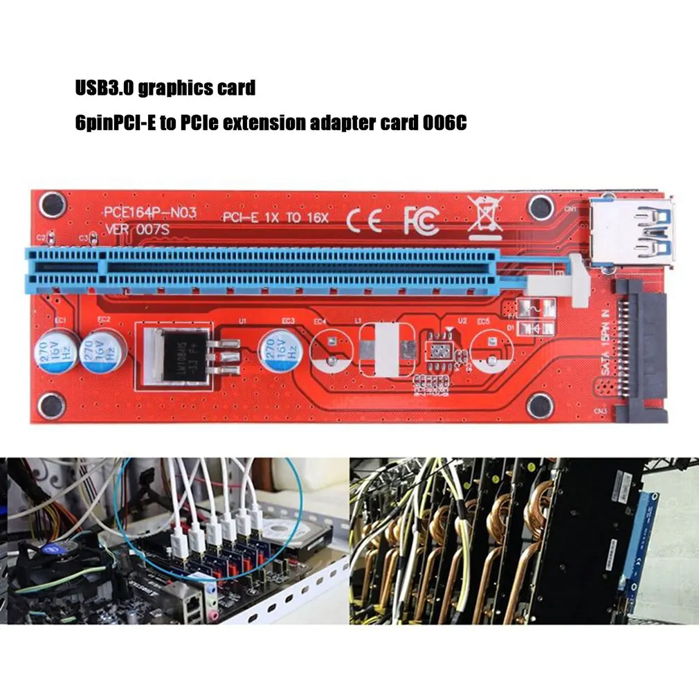 60Cm PCEI64P-N03 007S PCI-E Extender Riser Card PCI Express 1X Iki 16X Pjesė Valdybos USB 3.0 Kabelis Sata Maitinimo Laidą 4