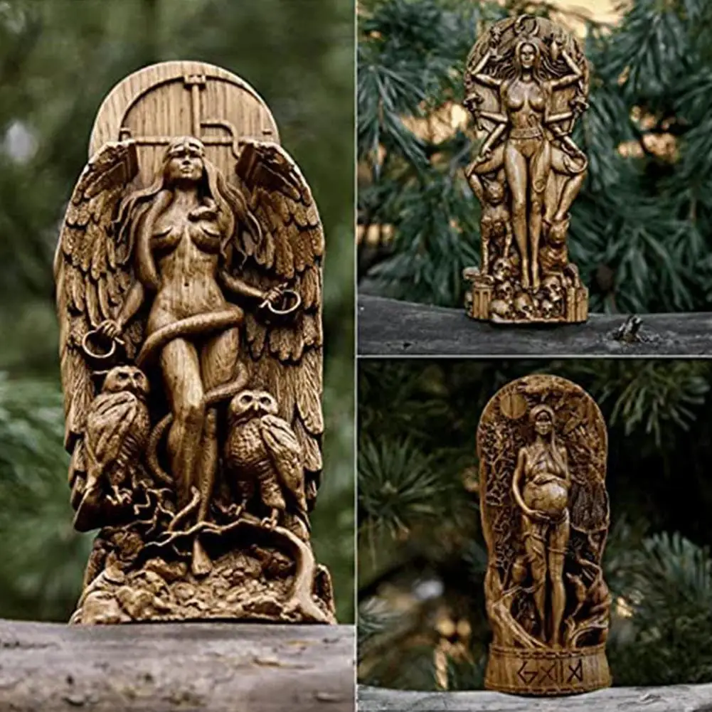 Derva Mystic Deivės Statula Gaia/Hecate/Lilit Deivė Graikų Elementų, Skulptūrų Sode Apdaila 2
