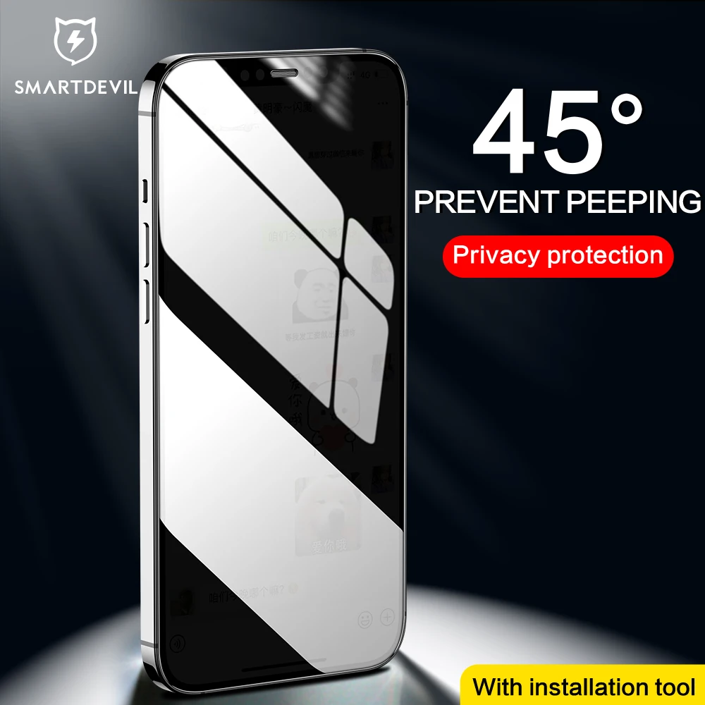 SmartDevil Anti-peeping Screen Protector, iPhone 12 12Pro 12 Pro max 12mini 6.1/6.7/5.4 colių Visu tamsinti Stiklai 3