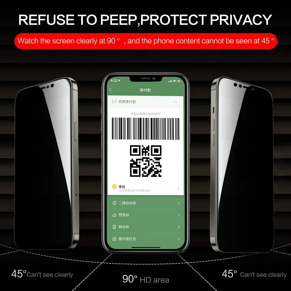 SmartDevil Anti-peeping Screen Protector, iPhone 12 12Pro 12 Pro max 12mini 6.1/6.7/5.4 colių Visu tamsinti Stiklai 4