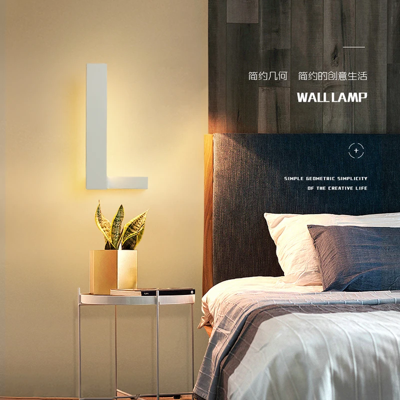 30x15cm 10W Minimalizmas Modernios led wall šviesos miegamajame šviesos naktiniai koridoriaus baltos arba juodos spalvos šiaurės šalių sienos lempos sconce įrenginiai 3