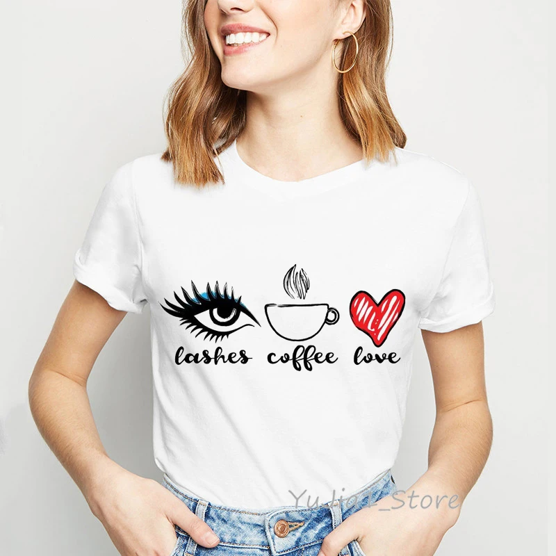 Išgrynintos kavos meilės spausdinti juokingi grafikos tees moterų paprasta tumblr drabužius harajuku kawaii marškinėliai viršų moteriška t-shirt užsakymą marškinėlius 2