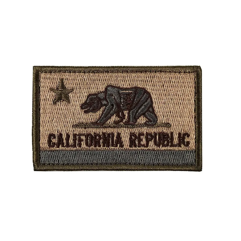 T-N Valstybės Vėliavos Kalifornijos Respublikos Siuvinėjimo Velcro Raištį Medžiaga Lipdukus Bear Kariuomenės Taktinių Karinių Hook&Loop Pleistrai Ženkliukai 4