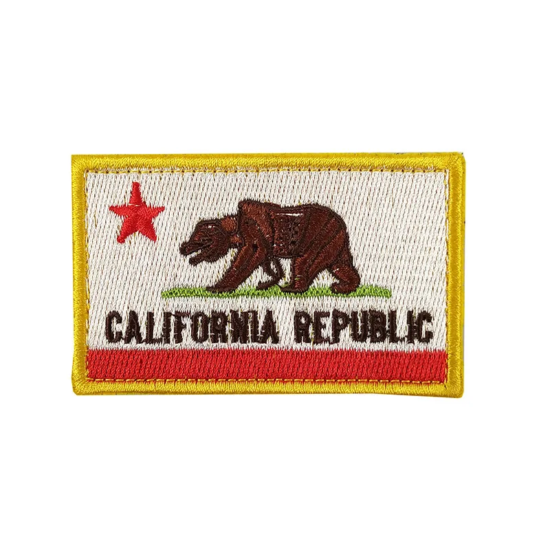 T-N Valstybės Vėliavos Kalifornijos Respublikos Siuvinėjimo Velcro Raištį Medžiaga Lipdukus Bear Kariuomenės Taktinių Karinių Hook&Loop Pleistrai Ženkliukai 5