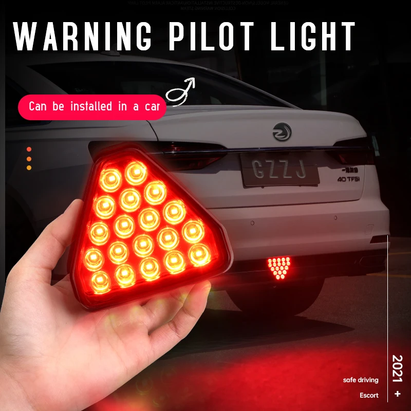 LED Automobilių Stabdžių Uodegos Šviesos Trikampis Raudona Lemputė, Atbulinės Flash Įspėjimo Rūko žibintai Anti-susidūrimo Automobilis Signalo Lemputė Universalūs Priedai 4