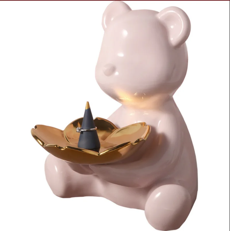 BOUSSAC 3D Keramikos Lokys Statulėlės Namų Puošybai Gyvūnų Statula Klavišus Sandėliavimo Lentyna, Modernus Kambarys Skulptūra Stalo Dekoro Statulos 0