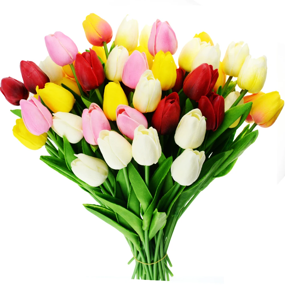 10vnt grožio Nekilnojamojo touch gėlės latekso Tulpės Dirbtinių gėlių Puokštė Netikrą gėlių nuotakos puokštė papuošti gėlės vestuvėms 1