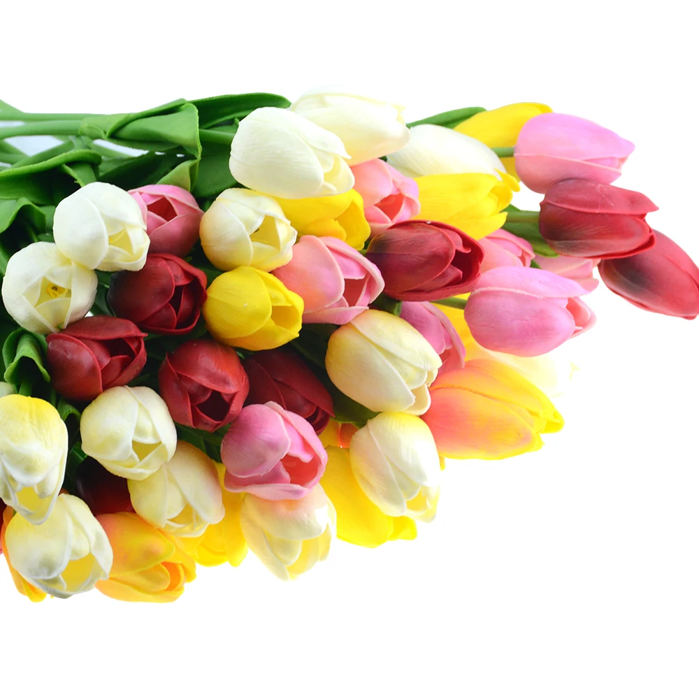 10vnt grožio Nekilnojamojo touch gėlės latekso Tulpės Dirbtinių gėlių Puokštė Netikrą gėlių nuotakos puokštė papuošti gėlės vestuvėms 3