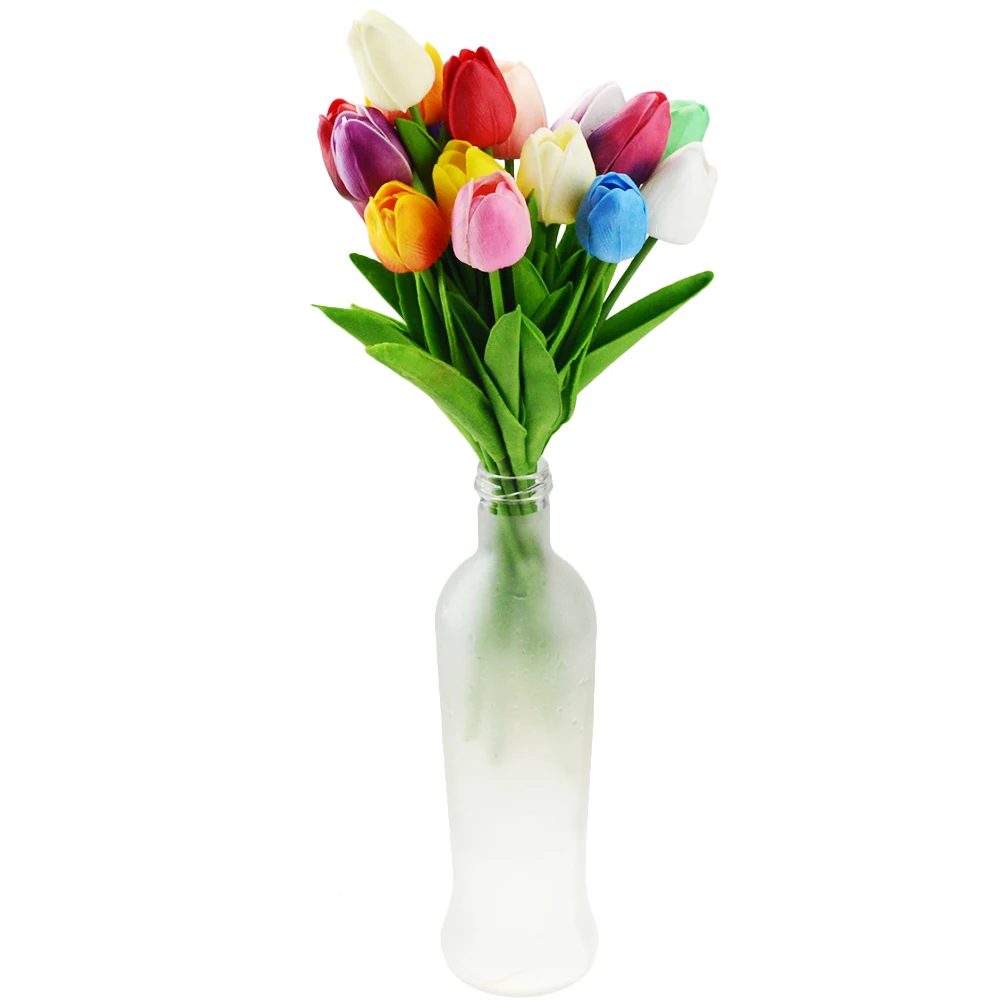 10vnt grožio Nekilnojamojo touch gėlės latekso Tulpės Dirbtinių gėlių Puokštė Netikrą gėlių nuotakos puokštė papuošti gėlės vestuvėms 5