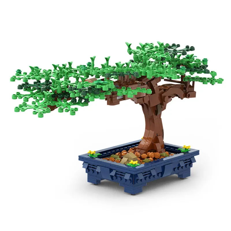 647pcs NAUJAS Bonsai Medis Žalias Krūmas, Gėlė, Žolė Augalų Modelis Ornamentu Statyba Blokai, Plytos 