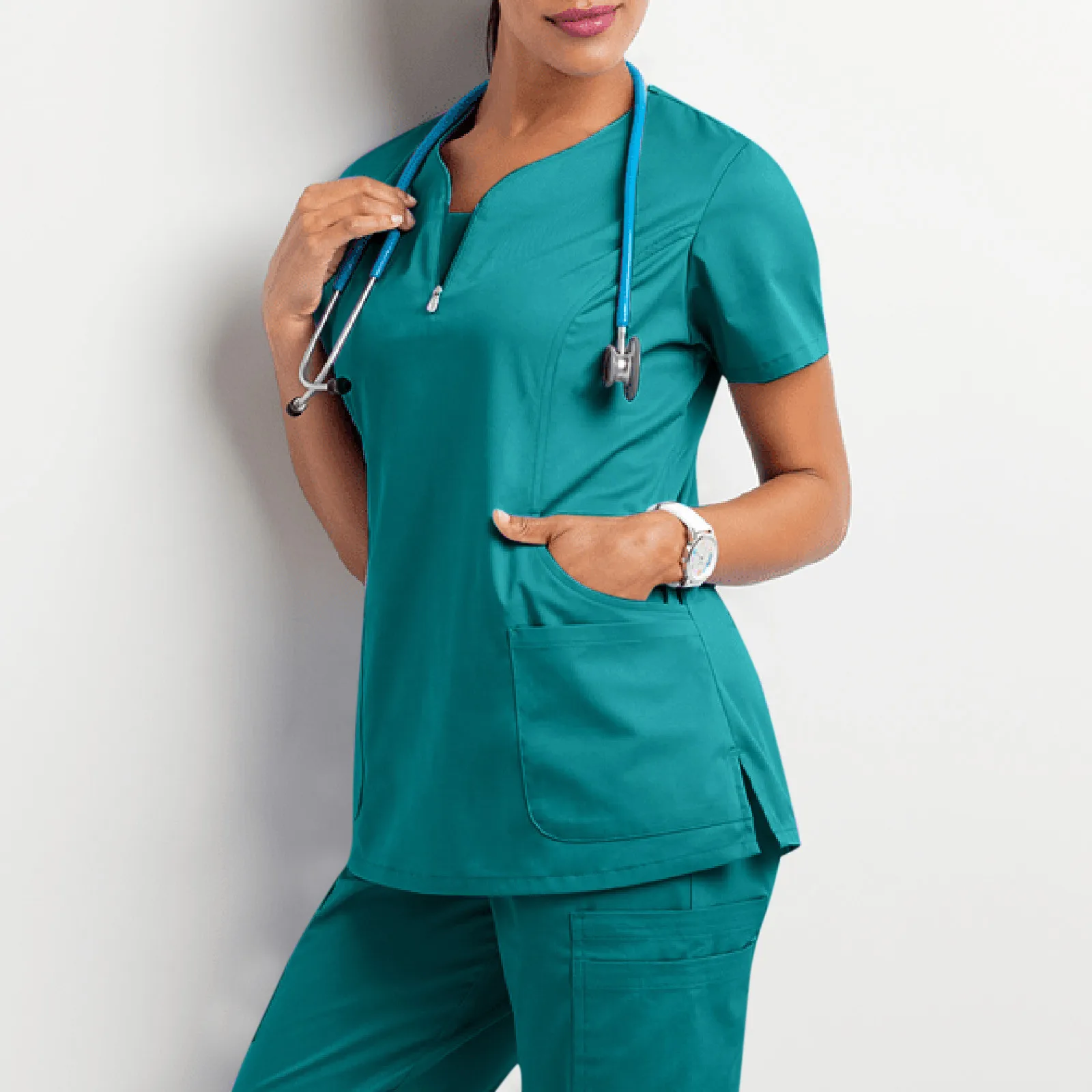 Medicinos Drabužiai Moterims 2021 Moterų trumpomis Rankovėmis V-Kaklo, Kišenėje Priežiūros Darbuotojai, T-Marškinėliai, Topai Vasaros uniformes de mujer enfermera 5