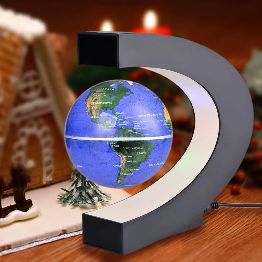 C Formos LED Pasaulio Žemėlapyje Plūduriuojantis Pasaulyje Antigravity Magnetive Kamuolys Šviesos Magnetic Levitation Šviesos Kalėdos Gimtadienio Namų Puošybai 2