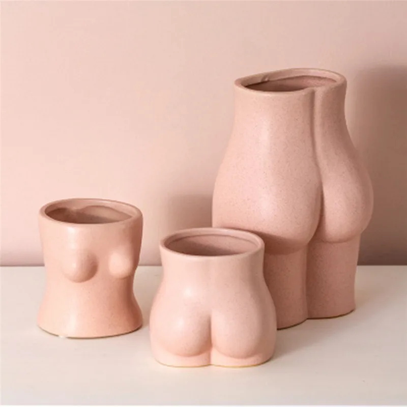 Kūrybiškumas Kūno Menas Vaza Nuogas Moters Užpakalis Rankų Darbo Amatų Modernių Namų Stalo Apdailos Skulptūra Gėlių Kompozicijų Keramikos Vaza 2