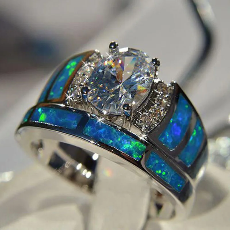 Europos, Amerikos Mados Emalio Crystal Žiedą, Moterims, Sidabro Spalvos Patelės Vestuvės Vestuvinis Žiedas Ponios Papuošalai, Aksesuarai 0