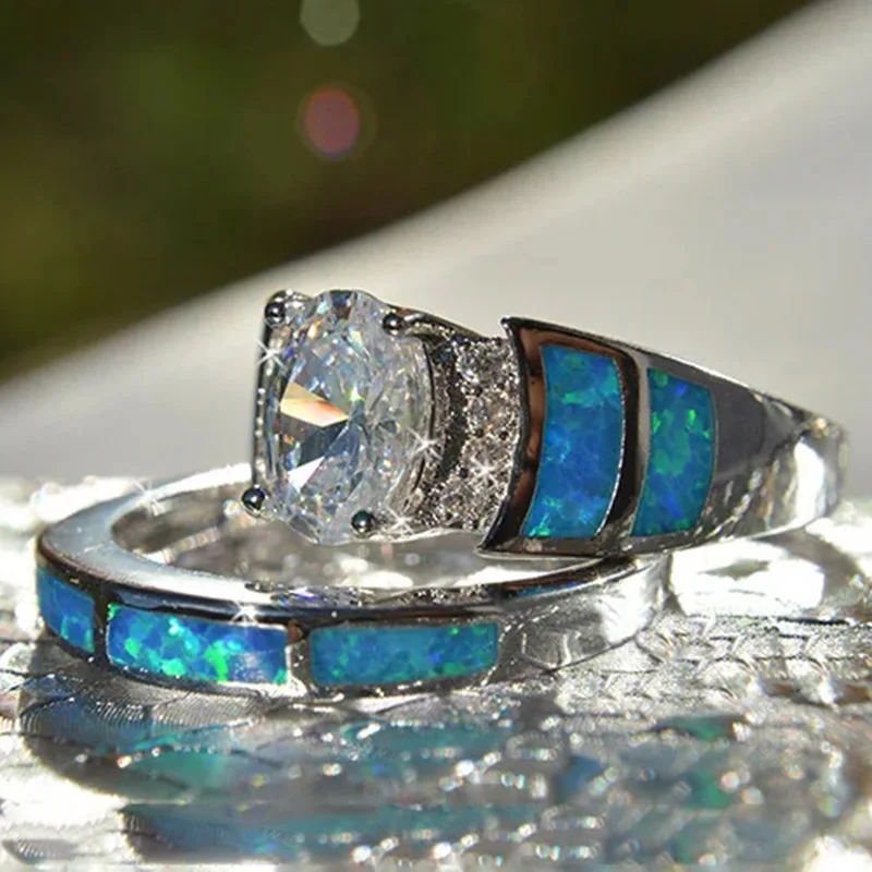 Europos, Amerikos Mados Emalio Crystal Žiedą, Moterims, Sidabro Spalvos Patelės Vestuvės Vestuvinis Žiedas Ponios Papuošalai, Aksesuarai 1