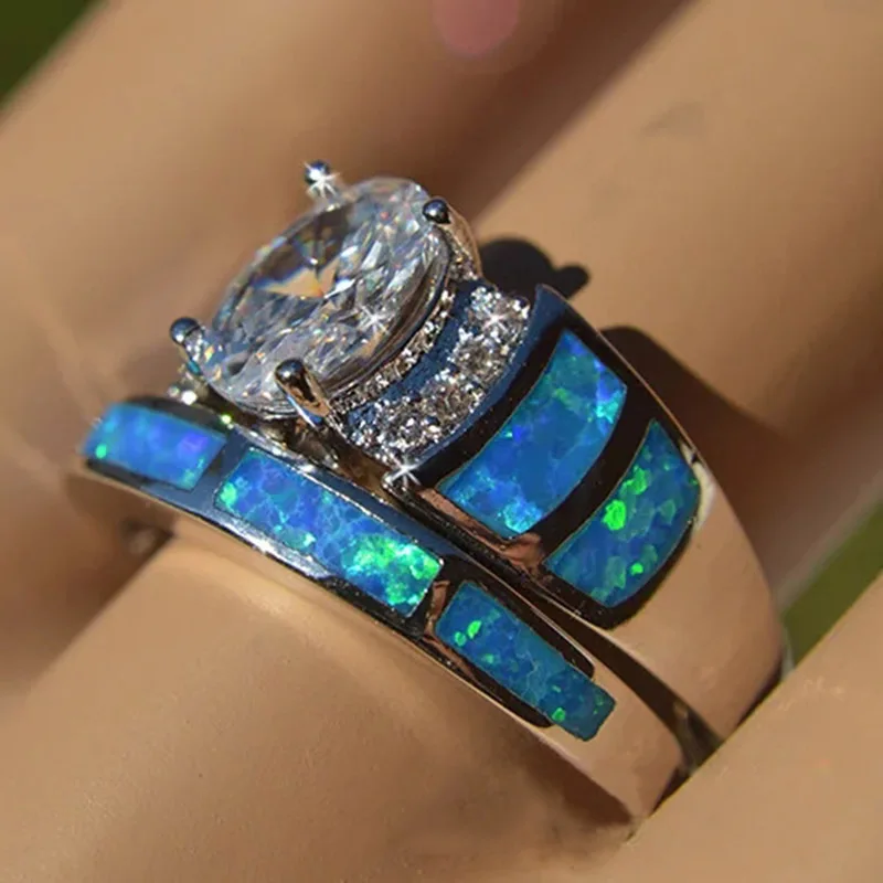 Europos, Amerikos Mados Emalio Crystal Žiedą, Moterims, Sidabro Spalvos Patelės Vestuvės Vestuvinis Žiedas Ponios Papuošalai, Aksesuarai 3