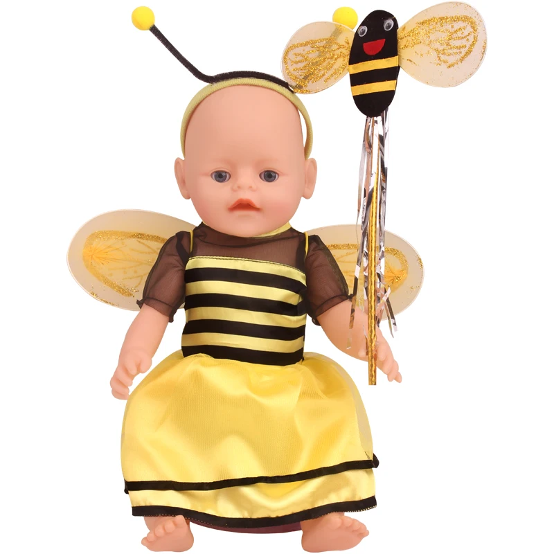 43 cm, kūdikių lėlės, drabužiai Naujagimiams Helovinas raudona bičių set + stebuklinga lazdelė + sparnai žaislai suknelė tinka American 18 colių Mergaičių lėlės f812 4
