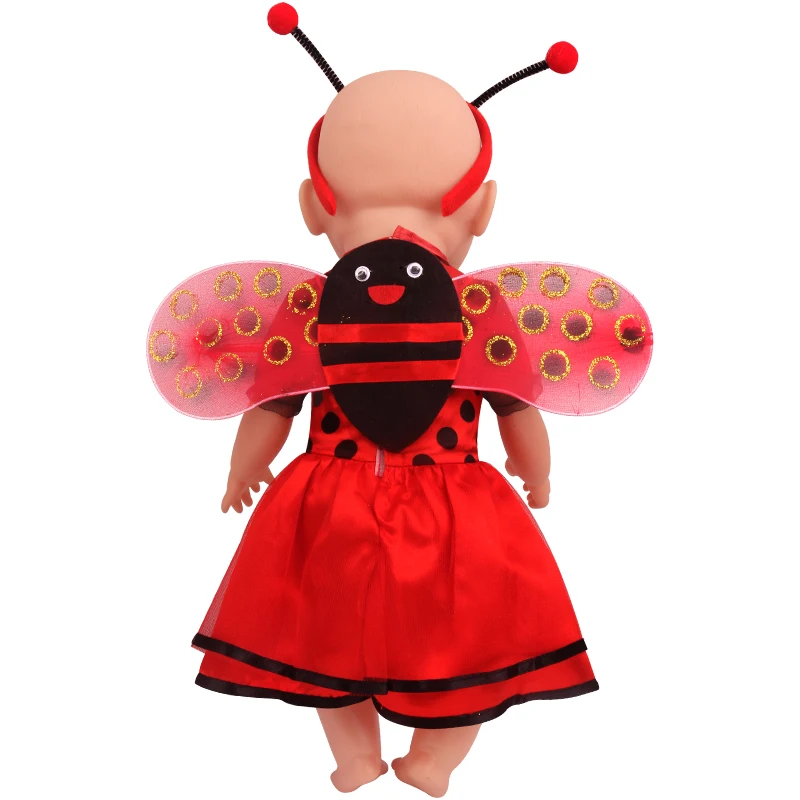 43 cm, kūdikių lėlės, drabužiai Naujagimiams Helovinas raudona bičių set + stebuklinga lazdelė + sparnai žaislai suknelė tinka American 18 colių Mergaičių lėlės f812 5