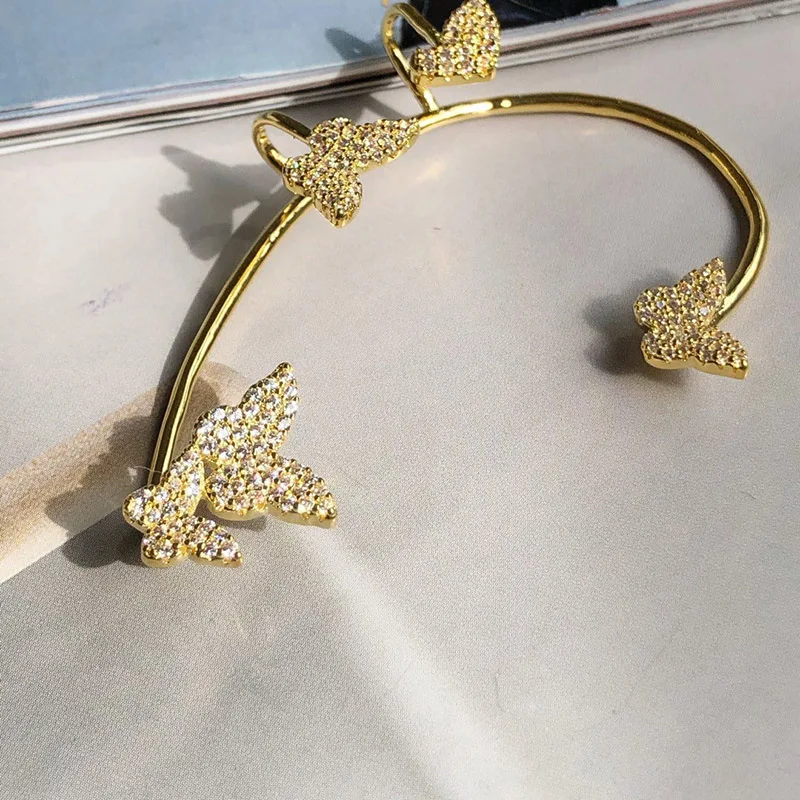 Aukštos kokybės S925 sidabro inkrustacijos visą deimantų AAAAA cirkonis, drugelis vienu auskaru, moterų vestuvės juvelyrika 2