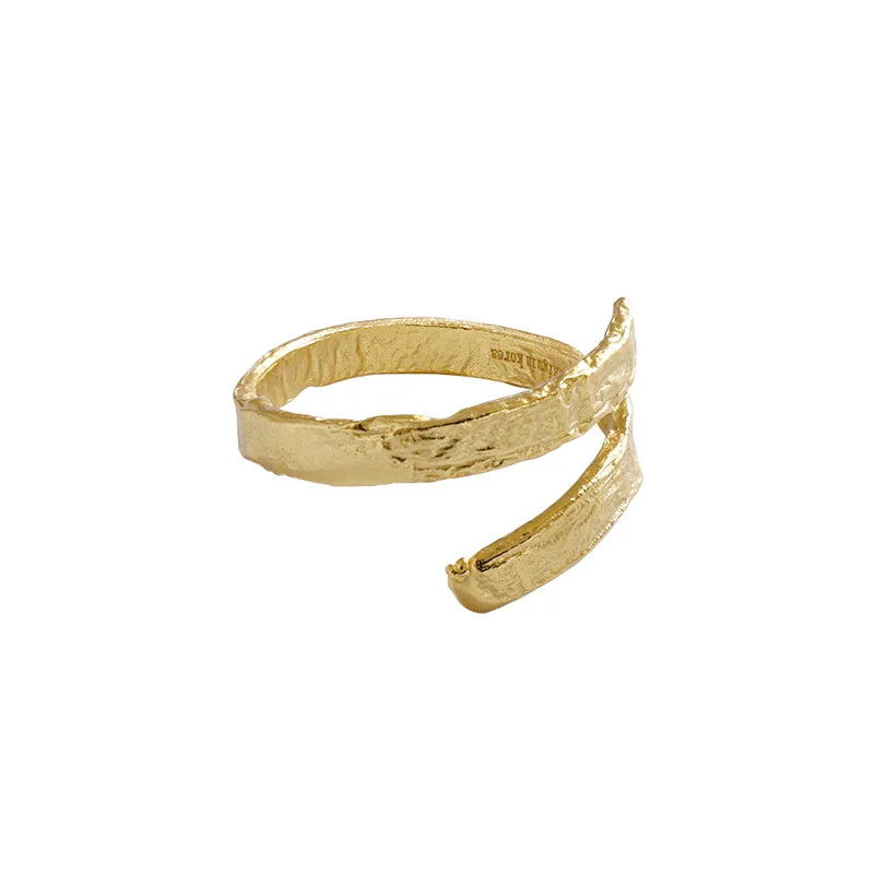 925 sterlingas sidabro neteisėto dvigubo sluoksnio atidaryti moterų žiedai anelli donna, Minimalistinio nereguliarus žiedas sidabro 925 papuošalai 3