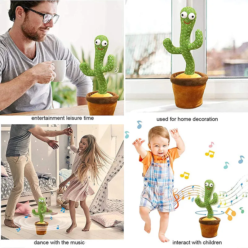 Juokinga Elektroninės Šokių Augalų Kaktusas Pliušiniai Žaislai Su Muzika, Dainuoti, Kalbėti Kaktusas Įdaryti Žaislas Vaikams, Vaikų Namų Dekoro Dovanos 3